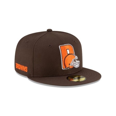 Brown Cleveland Browns Hat - New Era NFL Logo Mix 59FIFTY Fitted Caps USA8641725